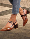 women's sandals - Dames slingback - riem sandalen met puntig teenontwerp - Bruin - 35 - Zarandi Amsterdam