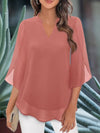 Women's Blouse - Damesblouse met korte mouwen en V - halsontwerp - Roze - S - Zarandi Amsterdam