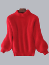 Women's Sweater - Damestrui, casual pasvorm | Angora breisel - Rood - Één maat - Zarandi Amsterdam