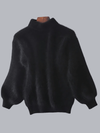 Women's Sweater - Damestrui, casual pasvorm | Angora breisel - Zwart - One Size - Zarandi Amsterdam