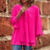 Tops - Darcelle | Luchtige Blouse met Rits – Chiffon Elegantie voor Elke Gelegenheid - Donker Roze - S - Zarandi Amsterdam