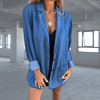 Blazers - Dayanne | Comfortabele denim blazer met knoopsluiting en lange mouwen - Blauw - S - Zarandi Amsterdam