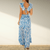 Dresses - Delphina | Zomerse Maxi Jurk – Taille Uitsnijding, Ruffle Mouwen en Elegante V - Hals - Blauw - S - Zarandi Amsterdam