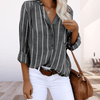 Women Trendy Outfit - Demitria | Trendy damesblouse met strepen van ademende stof, lange mouwen en klassieke knoopsluiting - Grijs - S - Zarandi Amsterdam