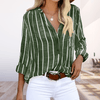 Women Trendy Outfit - Demitria | Trendy damesblouse met strepen van ademende stof, lange mouwen en klassieke knoopsluiting - Groen - S - Zarandi Amsterdam