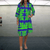 Casual Summer Wear - Diana | Comfortabele voorjaarsjurk met V - hals en lange mouwen in losse pasvorm - Groen en Marineblauw - S - Zarandi Amsterdam