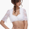 Blouses - Halflange Kant Mouwen Blouse | Elegante Dirndl Oktoberfest Outfit - Wit - S - Zarandi Amsterdam