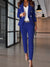 Women's 2 - piece set - Dubbele borst op maat gemaakte tweedelige pak ingesteld met metalen knopaccenten - Blauw - S - Zarandi Amsterdam
