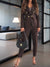 Women's 2 - piece set - Dubbele borst op maat gemaakte tweedelige pak ingesteld met metalen knopaccenten - Bruin - S - Zarandi Amsterdam