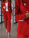 Women's 2 - piece set - Dubbele borst op maat gemaakte tweedelige pak ingesteld met metalen knopaccenten - Rood - S - Zarandi Amsterdam