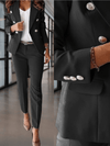 Women's 2 - piece set - Dubbele borst op maat gemaakte tweedelige pak ingesteld met metalen knopaccenten - Zwart - S - Zarandi Amsterdam