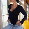 Damesbody's - Eddara | Nauwsluitende Dames Bodysuit met Fijne Kant en Elegante Look - Zwart - S - Zarandi Amsterdam