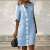 Dresses - Eleadora | Zomer Overhemdjurk – Vrouwelijk, Ademend en Tijdloos Design - Blauw - S - Zarandi Amsterdam