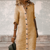 Dresses - Eleadora | Zomer Overhemdjurk – Vrouwelijk, Ademend en Tijdloos Design - Khaki - S - Zarandi Amsterdam