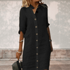 Dresses - Eleadora | Zomer Overhemdjurk – Vrouwelijk, Ademend en Tijdloos Design - Zwart - S - Zarandi Amsterdam