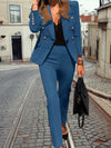 Women's 2 - piece set - Elegante blazer en broek met knopontwerpset - Blauw - S - Zarandi Amsterdam