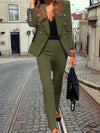 Women's 2 - piece set - Elegante blazer en broek met knopontwerpset - Groente - S - Zarandi Amsterdam