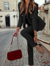 Women's 2 - piece set - Elegante blazer en broek met knopontwerpset - Zwart - S - Zarandi Amsterdam