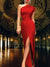 Women's Dress - Elegante satijnen maxi - jurk met één schouder voor vrouwen - Rood - S - Zarandi Amsterdam