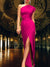 Women's Dress - Elegante satijnen maxi - jurk met één schouder voor vrouwen - Roze - S - Zarandi Amsterdam