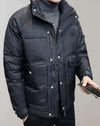 Morris - casual e caldo bomber imbottito con collo alto, chiusura con zip e bottoni
