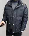 Morris - casual e caldo bomber imbottito con collo alto, chiusura con zip e bottoni