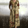 Damesjurken - Faela | Vrouwelijke Bloemenjurk in Luchtige Stof met Flatterend Silhouet - Vintage Beige - S - Zarandi Amsterdam