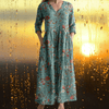 Damesjurken - Faela | Vrouwelijke Bloemenjurk in Luchtige Stof met Flatterend Silhouet - Vibrant Turquoise - S - Zarandi Amsterdam