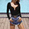 Dames Bodysuits - Fanya | Modieuze Bodysuit voor Dames – Lange Mouwen en Flatterende V - hals - Wit - S - Zarandi Amsterdam