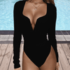 Dames Bodysuits - Fanya | Modieuze Bodysuit voor Dames – Lange Mouwen en Flatterende V - hals - Wit - S - Zarandi Amsterdam