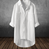 Blouses - Felaine | Elegante witte damesblouse van luchtige katoenmix met lange mouwen, klassieke kraag en knoopsluiting - Wit - S - Zarandi Amsterdam