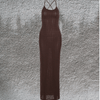 Maxi Jurken - Fredlyn | Elegante maxi jurk dames met verstelbare schouderbanden en figuur - hugging pasvorm voor de zomer - Bruin - S - Zarandi Amsterdam