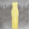 Maxi Jurken - Fredlyn | Elegante maxi jurk dames met verstelbare schouderbanden en figuur - hugging pasvorm voor de zomer - Geel - S - Zarandi Amsterdam