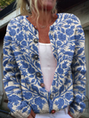 Gebreid damesvest | Bloemenpatroon 0