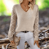 Sweaters - Gebreide Trui met V - hals – Comfortabel Design met Lange Mouwen - Abrikoos - S - Zarandi Amsterdam