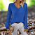 Sweaters - Gebreide Trui met V - hals – Comfortabel Design met Lange Mouwen - Blauw - S - Zarandi Amsterdam