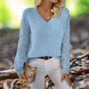 Sweaters - Gebreide Trui met V - hals – Comfortabel Design met Lange Mouwen - Lichtblauw - S - Zarandi Amsterdam