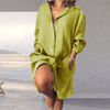 Blouses - Gemini | Casual herenblouse van ademend linnen met knoopsluiting, borstzak en lange mouwen - Geel - S - Zarandi Amsterdam