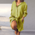 Blouses - Gemini | Casual herenblouse van ademend linnen met knoopsluiting, borstzak en lange mouwen - Geel - S - Zarandi Amsterdam
