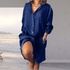 Blouses - Gemini | Casual herenblouse van ademend linnen met knoopsluiting, borstzak en lange mouwen - Marineblauw - S - Zarandi Amsterdam