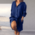 Blouses - Gemini | Casual herenblouse van ademend linnen met knoopsluiting, borstzak en lange mouwen - Marineblauw - S - Zarandi Amsterdam
