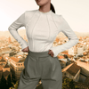 Shirts - Geneva | Elegante dames top met lange mouwen, figuur - hugging pasvorm en verfijnd ribontwerp van elastisch materiaal - Abrikoos - S - Zarandi Amsterdam
