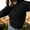 Shirts - Geneva | Elegante dames top met lange mouwen, figuur - hugging pasvorm en verfijnd ribontwerp van elastisch materiaal - Zwart - S - Zarandi Amsterdam