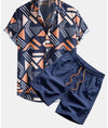 Corvino | Modieus Geometrisch Print Shirt & Zwembroek voor Heren