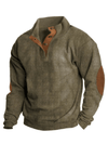 Men's Sweater - Geribbelde trui voor heren | Knoopkraag - Legergroen - M - Zarandi Amsterdam