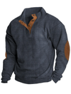 Men's Sweater - Geribbelde trui voor heren | Knoopkraag - Marineblauw - M - Zarandi Amsterdam