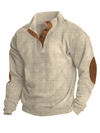 Men's Sweater - Geribbelde trui voor heren | Knoopkraag - Beige - M - Zarandi Amsterdam