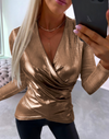 Adrie™ | Geplooide Metallic Top