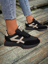 Women's shoes - Hardloopschoenen voor dames met ondersteunende dempende zool - Zwart en beige - 35 - Zarandi Amsterdam