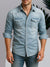 Men's shirt - Heren Denim Overhemd met Lange Mouwen van Duurzaam Katoen voor Casual Wear - Lichtblauw - S - Zarandi Amsterdam
